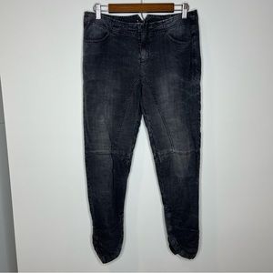 Free People womens size 4 black pants loose fit button ankle cuffed